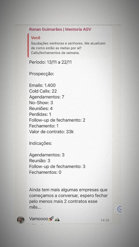 Fez 33 mil reais em menos de 30 dias de mentoria